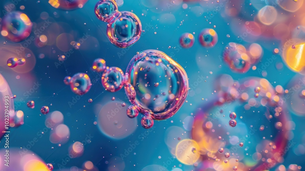 A dreamy, abstract view of vibrant bubbles and floating particles, creating a magical and ethereal scene with soft focus and pastel tones A dreamy, abstract view of vibrant bubbles and floating particles, creating a magical and ethereal scene with soft focus and pastel tones