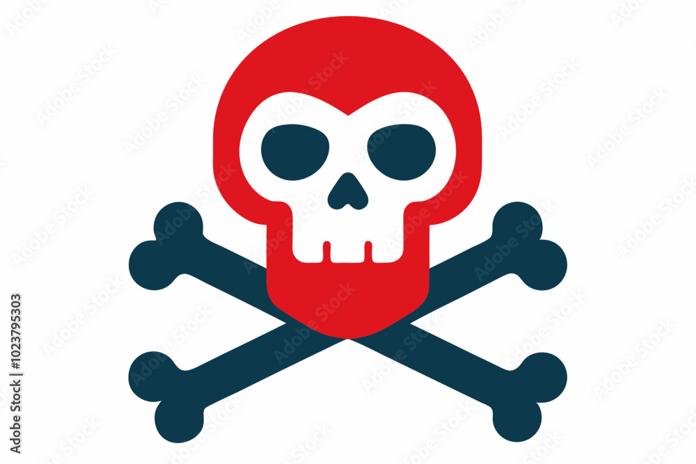 Skull and Crossbones Icon on White Background. Vector Skull and Crossbones Icon on White Background. Vector