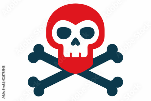 Skull and Crossbones Icon on White Background. Vector