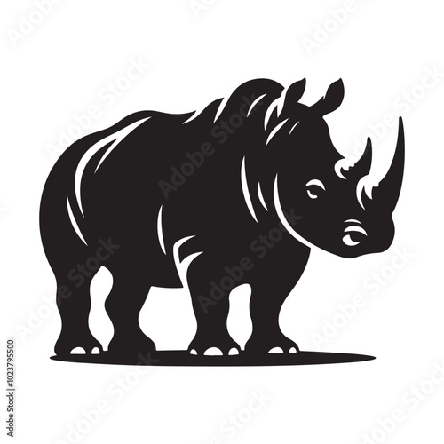 rhino on white background