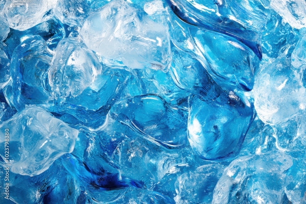 A close-up of the surface texture of blue ice, with a glossy and transparent appearance The ice is in an abstract shape, resembling floating pieces of water that form waves or shapes Generative AI A close-up of the surface texture of blue ice, with a glossy and transparent appearance The ice is in an abstract shape, resembling floating pieces of water that form waves or shapes Generative AI