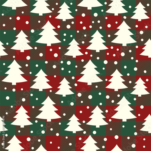 Christmas Patchwork Checkered Plaid Tartan Quilt Seamless Pattern