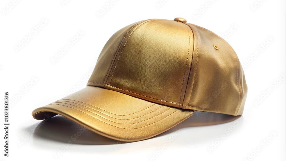Minimalist gold baseball cap isolated on white background Minimalist gold baseball cap isolated on white background