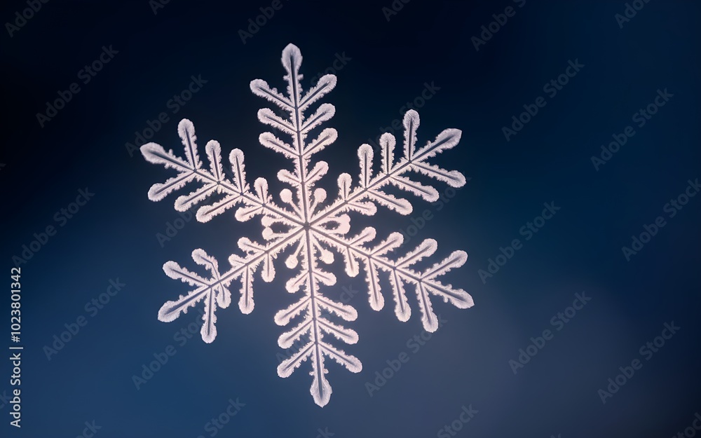 Elegant Snowflake Macro Icy Crystals Against Black Background Elegant Snowflake Macro Icy Crystals Against Black Background