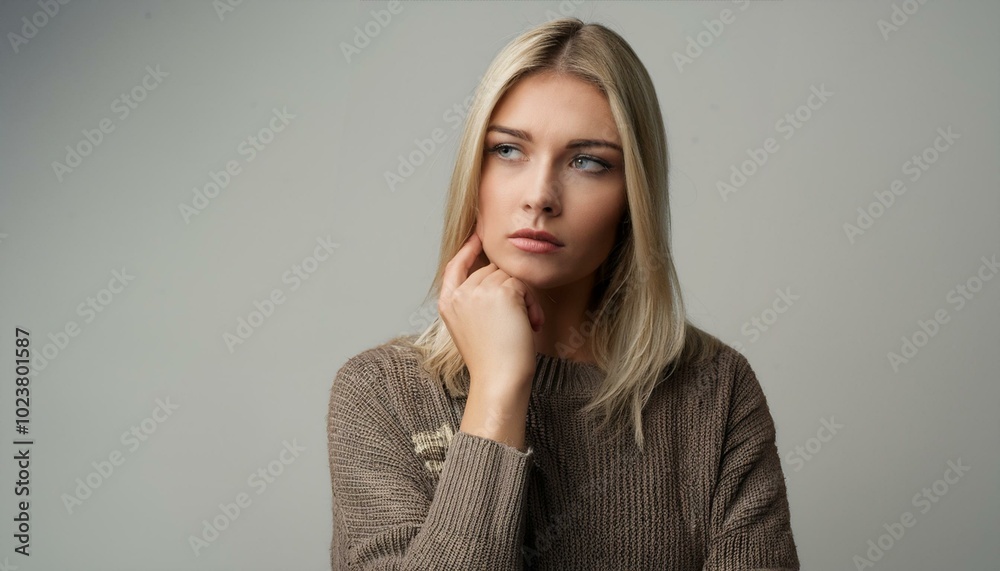 A woman with doubts. Troubles for a woman. facial expressions and gestures A woman with doubts. Troubles for a woman. facial expressions and gestures