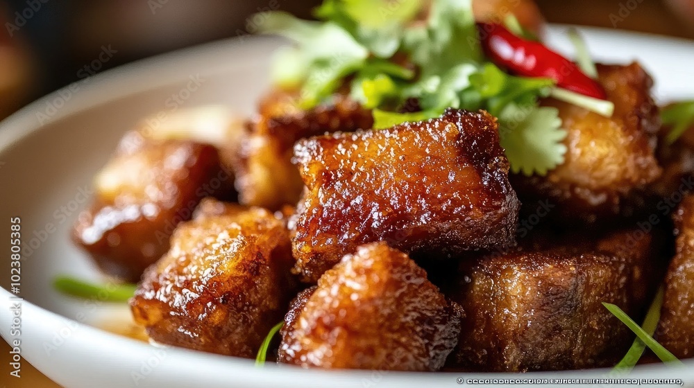 Crispy Golden Fried Pork with Fresh Herbs Crispy Golden Fried Pork with Fresh Herbs