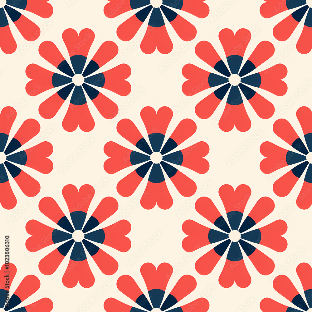 Floral minimalist pattern, red and blue seamless design, perfect for Christmas gift wrapping and festive decor Floral minimalist pattern, red and blue seamless design, perfect for Christmas gift wrapping and festive decor