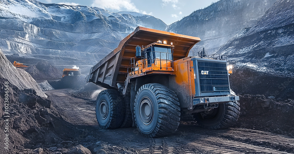 Heavy dump truck working in a mining site Heavy dump truck working in a mining site