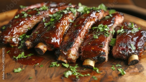 Savory Barbecue Ribs with Fresh Herbs and Sauce