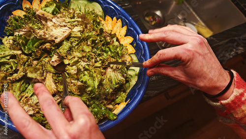 green lettuce salad, food and healthy nutrition