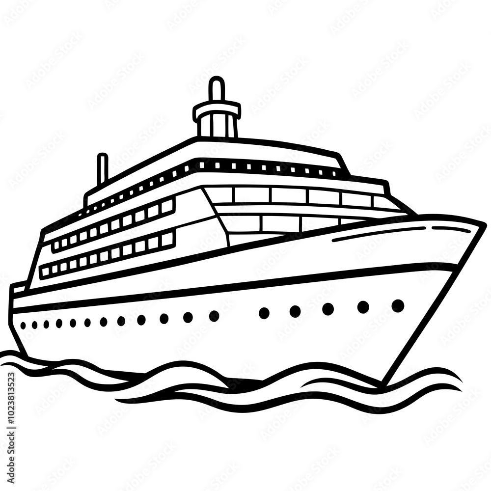 Cruise Ship Sea Vacation Drawing stock illustration Cruise Ship Sea Vacation Drawing stock illustration