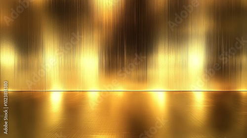 Golden Metallic Background with Brushed Texture and Reflections