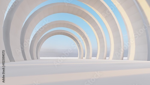 Fototapeta Naklejka Na Ścianę i Meble -  Abstract architecture background arched interior 3d render