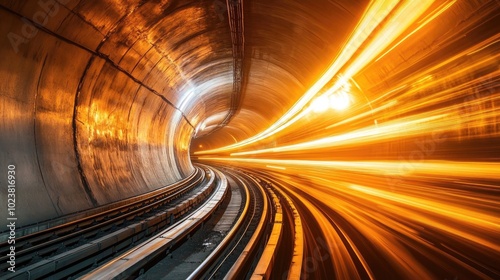 Dynamic Light Trails in Urban Tunnel Scene