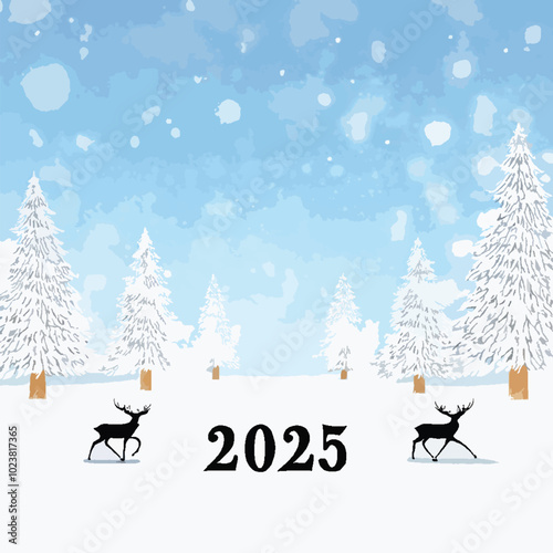 2025 happy new year themed vector drawing