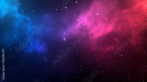 A colorful space background with a blue and red swirl. The blue and red swirls are the colors of the sky and the stars