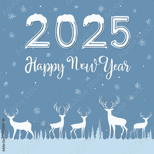2025 happy new year themed vector drawing