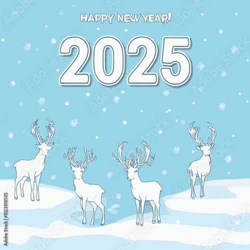 2025 happy new year themed vector drawing