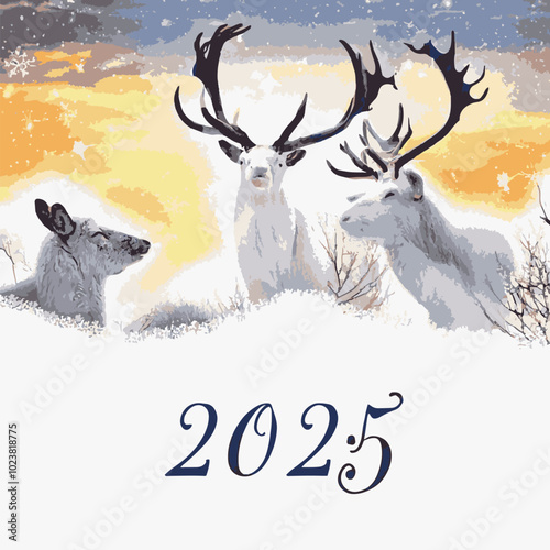 2025 happy new year themed vector drawing