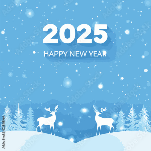 2025 happy new year themed vector drawing