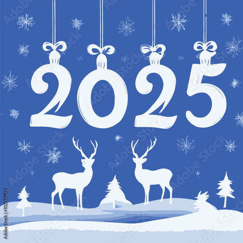 2025 happy new year themed vector drawing