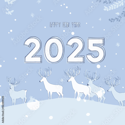 2025 happy new year themed vector drawing