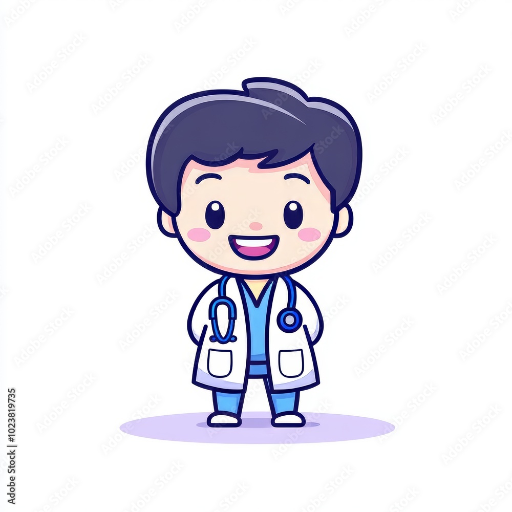 Smiley doctor with stethoscope, specialist in medicine Smiley doctor with stethoscope, specialist in medicine