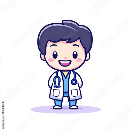 Smiley doctor with stethoscope, specialist in medicine