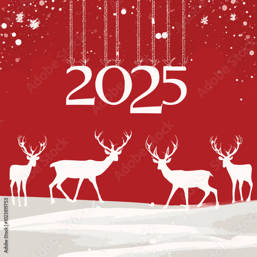 2025 happy new year themed vector drawing