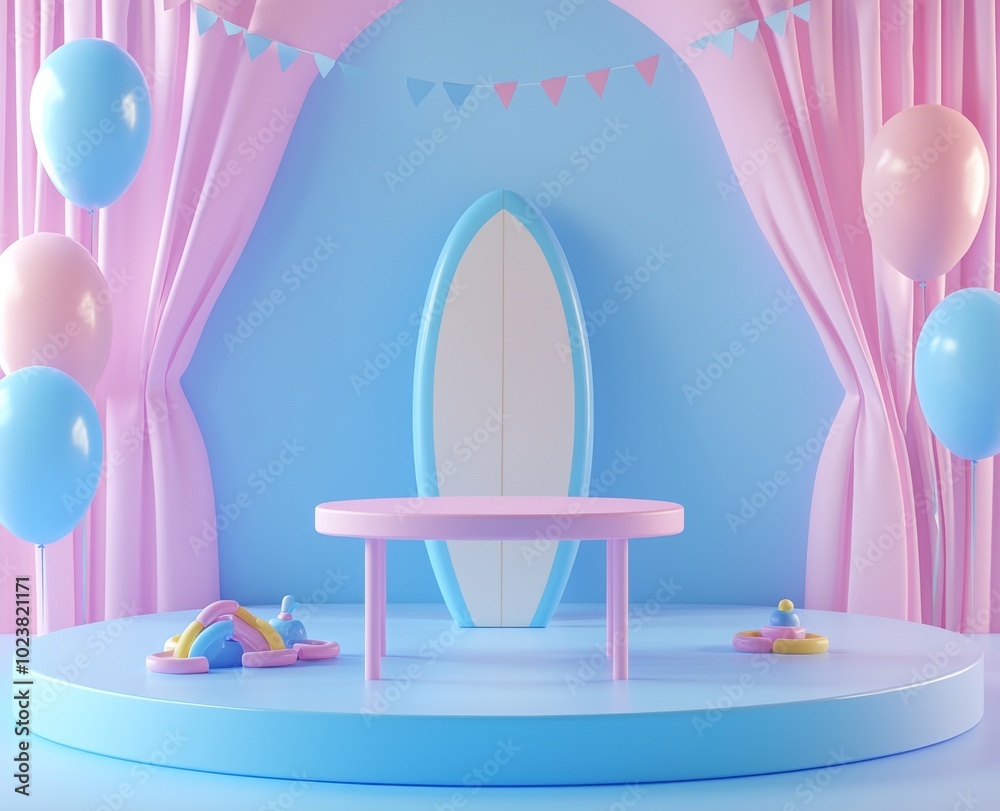 Pink and blue wall background, toys with a balloon revealing the gender of the party guests, and pink and blue wall decor. Pink and blue wall background, toys with a balloon revealing the gender of the party guests, and pink and blue wall decor.