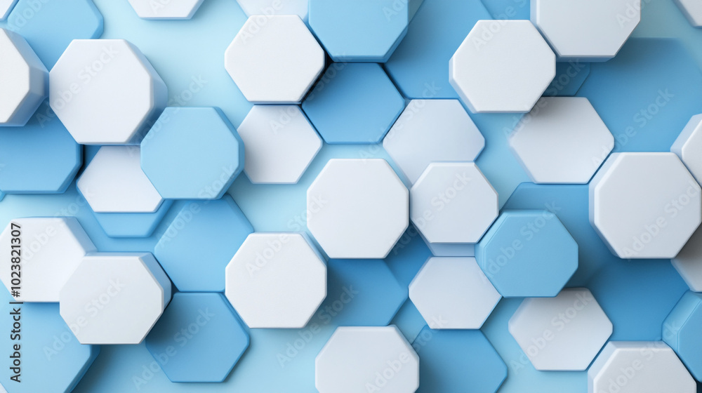 Fototapeta premium Abstract Geometric Pattern Blue and White Octagons Background