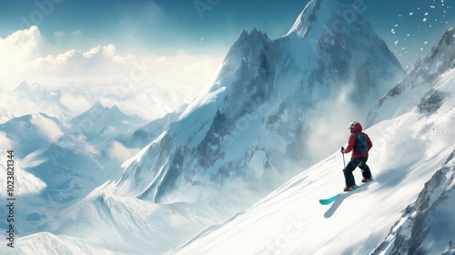 Embark on a thrilling winter adventure Experience the exhilaration of snowboarding in the majestic mountains. Its a perfect blend of adrenaline, fun, and breathtaking alpine scenery 