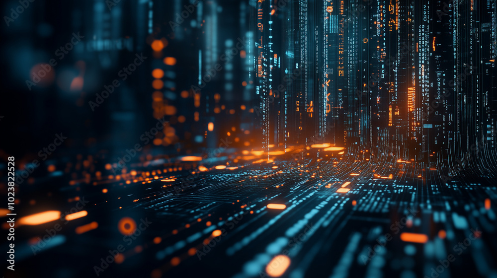 Fototapeta premium Digital technology background with digital data and cybersecurity elements