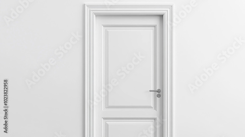 White Interior Door with Classic Trim and Silver Handle