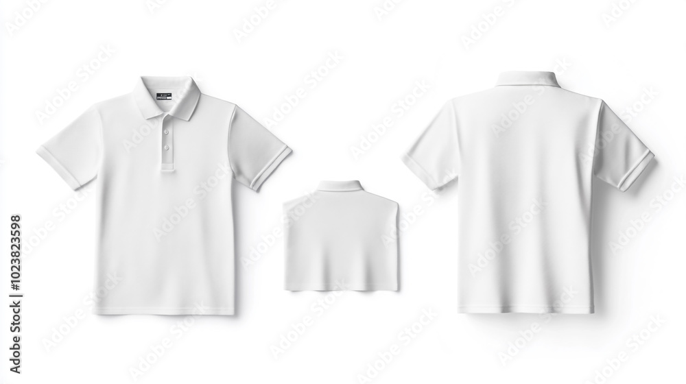 Blank White Polo Shirt Mockup Front Back and Collar View Blank White Polo Shirt Mockup Front Back and Collar View