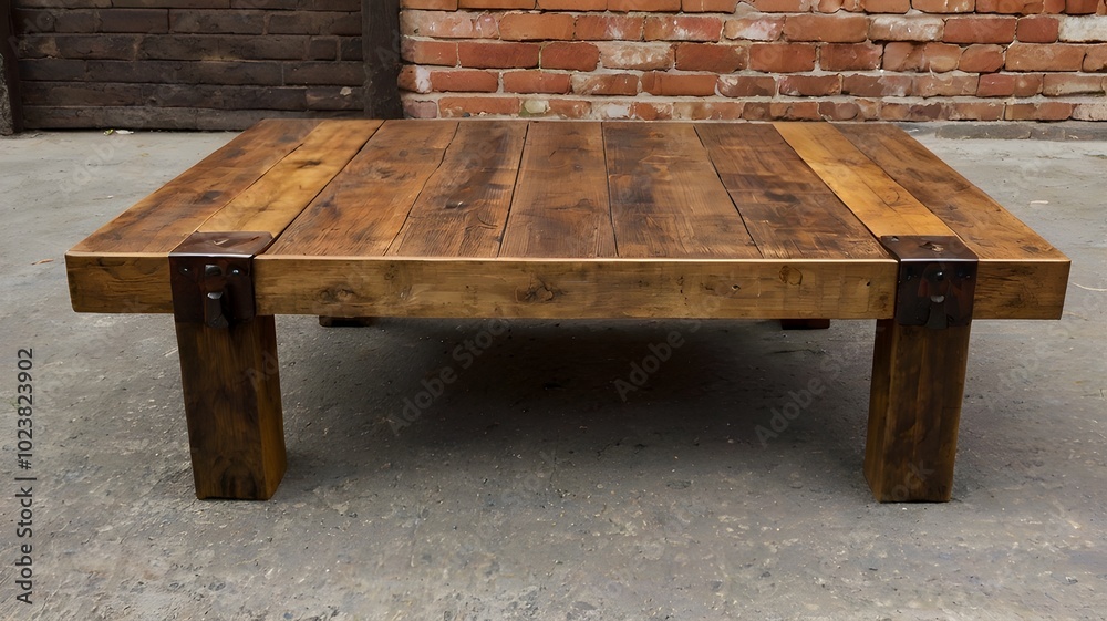 Fototapeta premium Rustic wooden coffee table