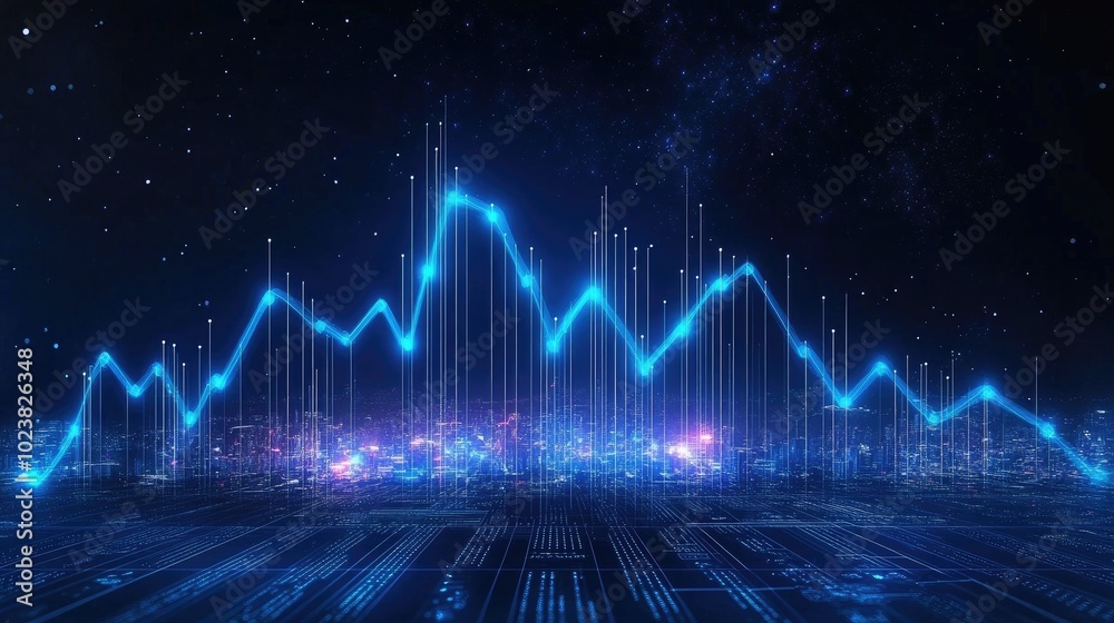 Fototapeta premium Digital Stock Market Graph with Blue Data Visualization