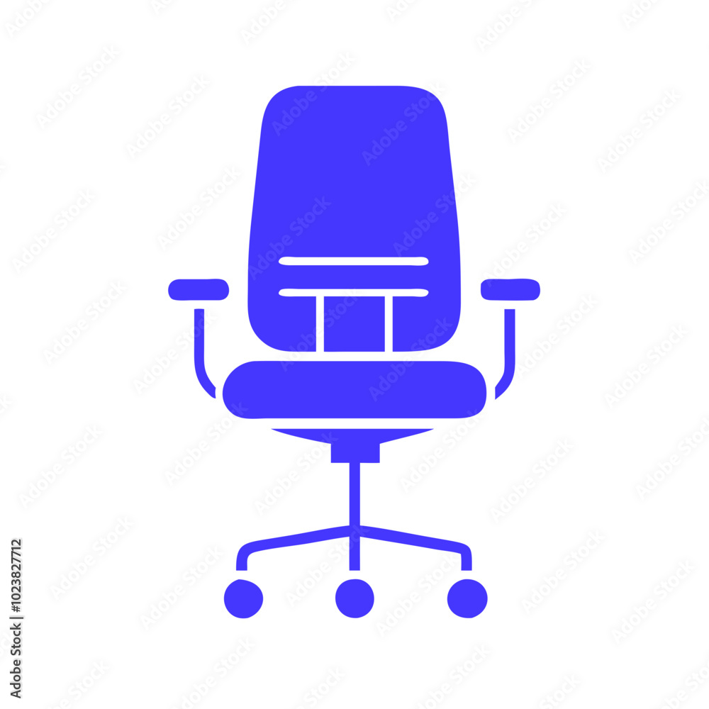 Blue office chair icon, minimalistic design, ergonomic shape Blue office chair icon, minimalistic design, ergonomic shape