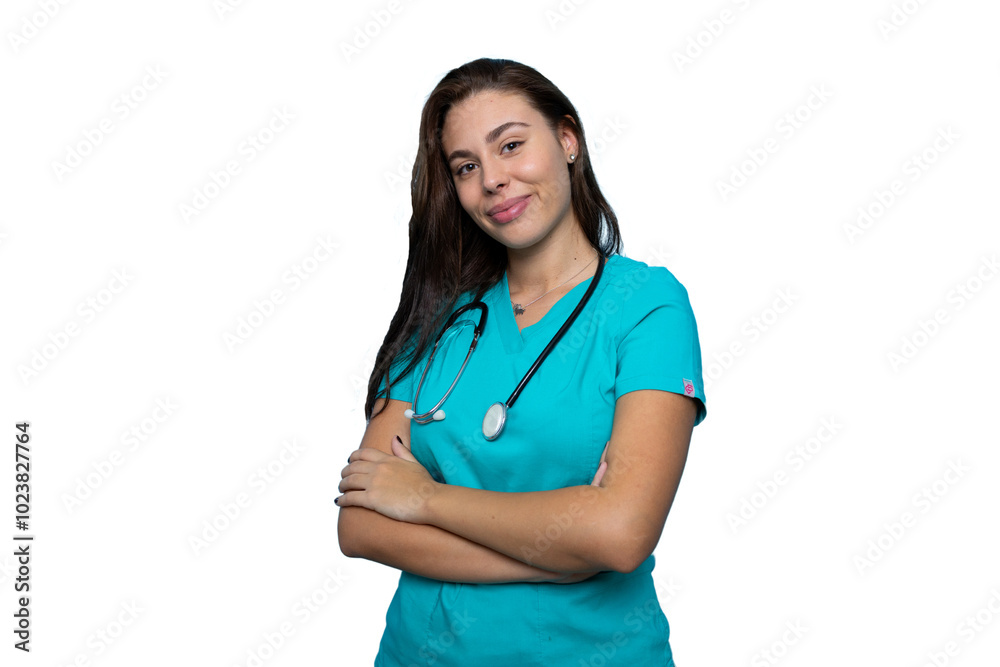 Portrait of a young nurse wearing scrubs and a friendly smile Portrait of a young nurse wearing scrubs and a friendly smile