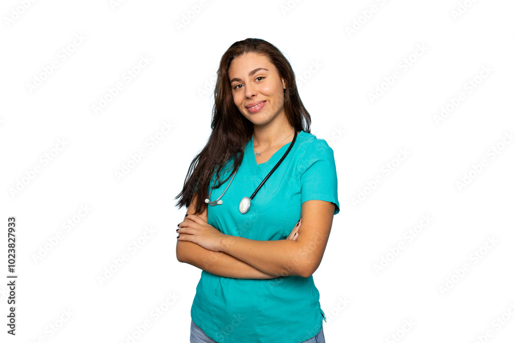 Portrait of a young nurse wearing scrubs and a friendly smile Portrait of a young nurse wearing scrubs and a friendly smile