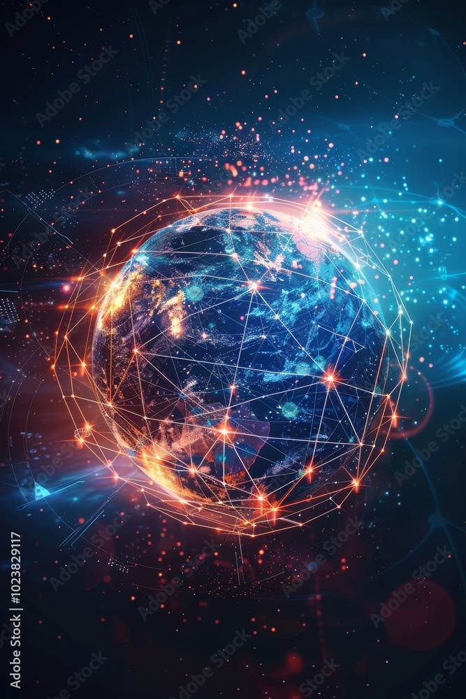 A digitally rendered Earth with glowing network connections and data points, representing global communication and futuristic technology. A digitally rendered Earth with glowing network connections and data points, representing global communication and futuristic technology.