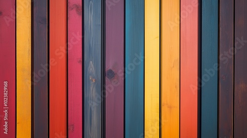 Vertical wooden panels with bright colors generate ai