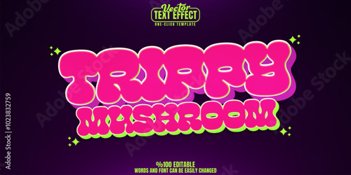 Trippy editable text effect, customizable psychedelic and colorful 3d font style