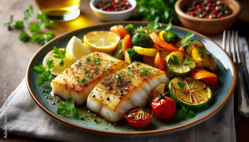 grilled salmon steak with vegetables grilled salmon steak with vegetables