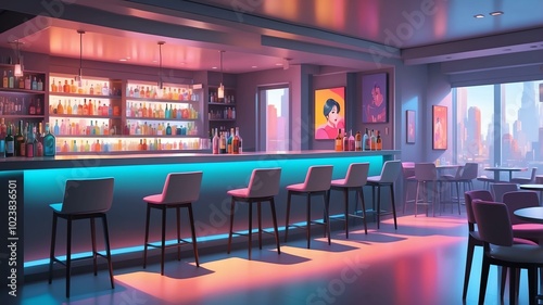 gray themed aesthetic minimalist bar interior concept illustration background photo