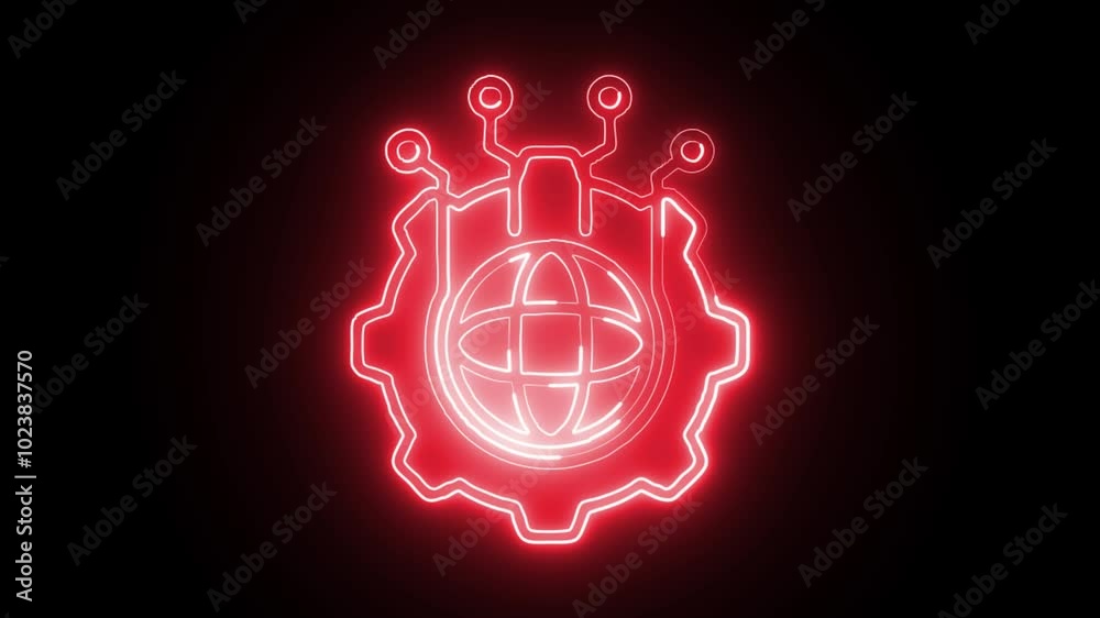 glowing neon digital transformation icon isolated on black background. hd video motion graphic animation glowing neon digital transformation icon isolated on black background. hd video motion graphic animation