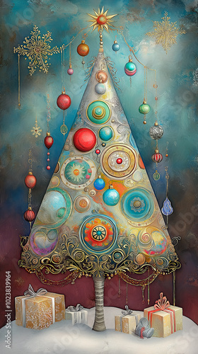 Decorated vintage christmas tree