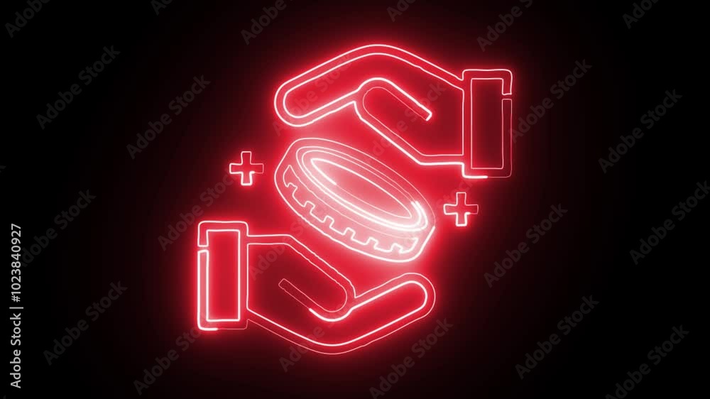 glowing neon saving icon isolated on black background. hd video motion graphic animation glowing neon saving icon isolated on black background. hd video motion graphic animation