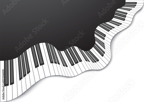 Abstract background with wavy piano keyboard