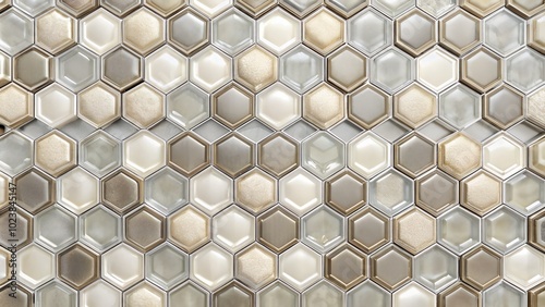 Modern hexagon tiles forming abstract geometric pattern